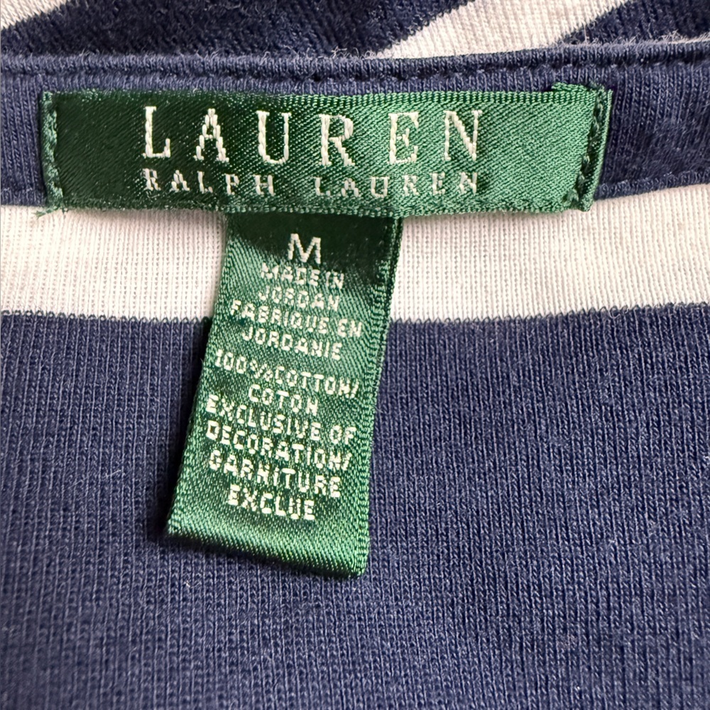 Lauren Ralph Lauren SZ M Navy Nautical White Stripe Dress Coastal Preppy Spring - Picture 8 of 12